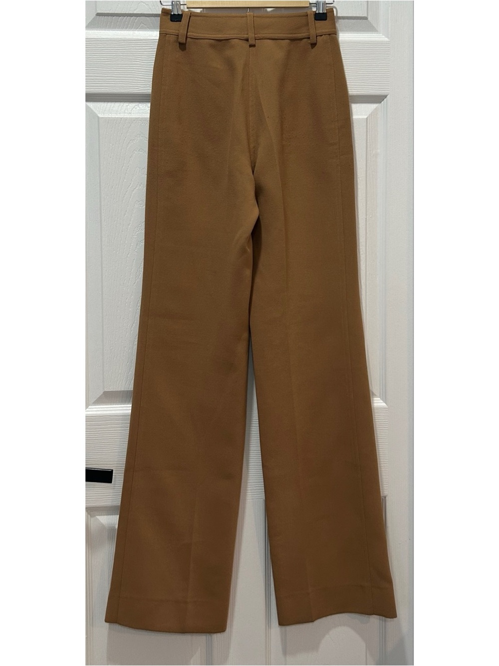 Nathalie Dumeix Paris Women’s HighWaist Flared Stretch Pants Tan Sz 34/2 Pockets - Picture 7 of 11